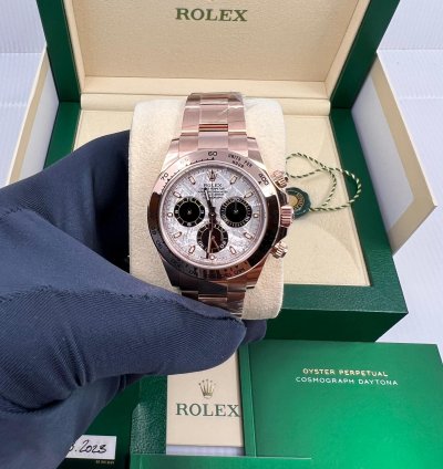 Rolex Daytona Rose Meteorite Dial Complete Set Rose Gold 18k Daytona On Bracelet