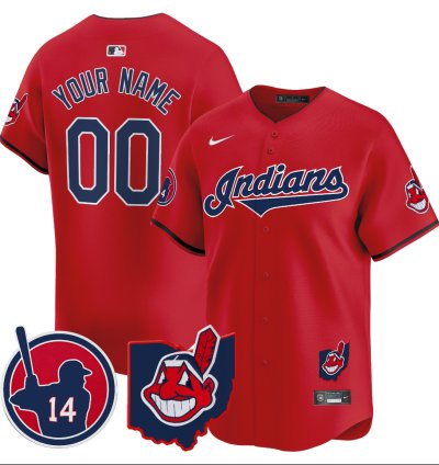 Custom Cleveland Indians Jersey Larry Doby Patch Vapor Premier Limited Stitched Red
