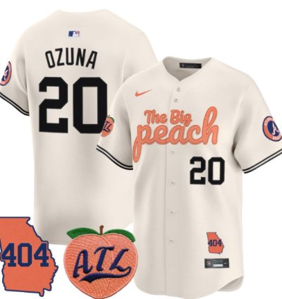 Marcell Ozuna Jersey 20 Atlanta Braves 404 The Big Peach Premier Limited Stitched Cream