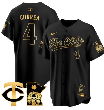 Carlos Correa Jersey 4 Minnesota Twins 2025 City Connect Concept Stitched Black Gold