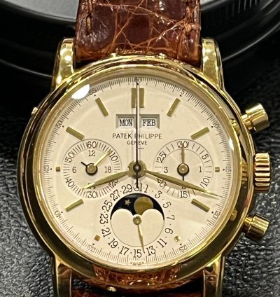 Patek Philippe Perpetual Calendar Chronograph Rare Second Series-1990-chrono Moon-perpetual Calendar-never Polish English Calendar