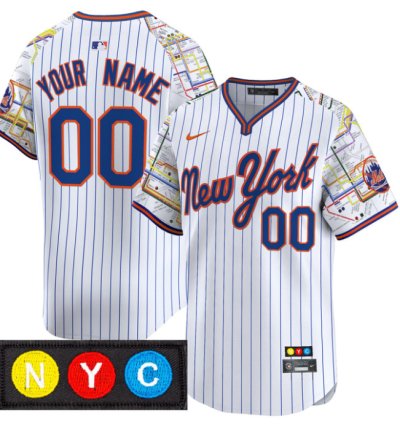 Custom New York Mets Jersey Subway Style Vapor Premier Limited Stitched Pinstripe