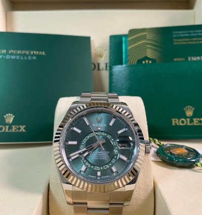 Rolex Sky-dweller New 2025 Unworn Sky-dweller Steel Mint Green Dial Fluted Bezel 336934 Full Set