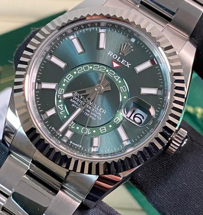 Rolex Sky-dweller New 2025 Unworn Sky-dweller Steel Mint Green Dial Fluted Bezel 336934 Full Set