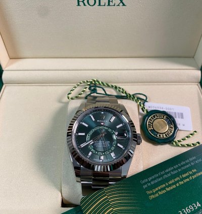 Rolex Sky-dweller New 2025 Unworn Sky-dweller Steel Mint Green Dial Fluted Bezel 336934 Full Set