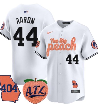 Hank Aaron Jersey 44 Atlanta Braves 404 The Big Peach Premier Limited Stitched White
