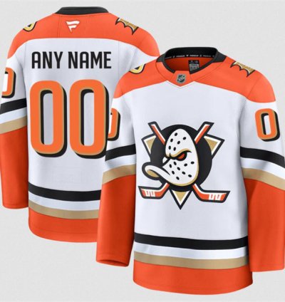 Mens Custom Anaheim Ducks Jersey Name Number 2025 Away White Stitched
