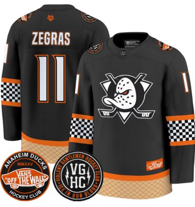 Trevor Zegras Jersey 11 Anaheim Ducks Checkerboard 2025 Premium Stitched Black