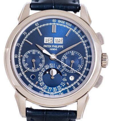 Patek Philippe Perpetual Calendar Chronograph Ref 5270g-014 18k White Gold Blue Chin Dial Box Papers Bj-2014