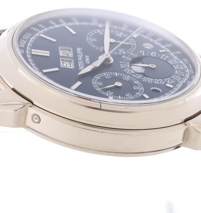 Patek Philippe Perpetual Calendar Chronograph Ref 5270g-014 18k White Gold Blue Chin Dial Box Papers Bj-2014