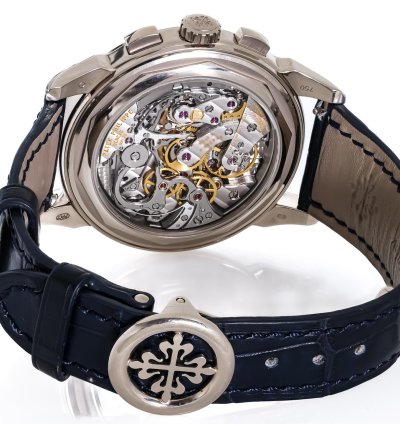 Patek Philippe Perpetual Calendar Chronograph Ref 5270g-014 18k White Gold Blue Chin Dial Box Papers Bj-2014