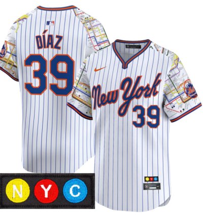 Edwin Díaz Jersey 39 New York Mets Subway Style Vapor Premier Limited Stitched Pinstripe