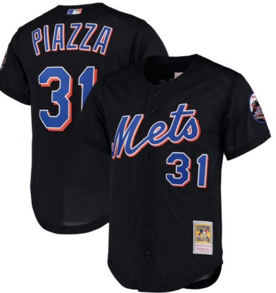 New York Mets Mike Piazza Black Throwback Mesh Jersey