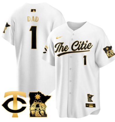 Dad Jersey 1 Minnesota Twins 2025 City Connect Concept Stitched White Gold