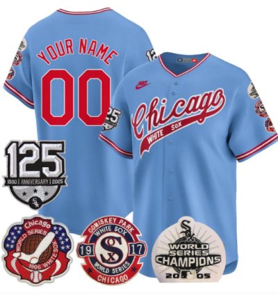 Custom Chicago White Sox Jersey 125th Anniversary World Series Champions Stitched Blue