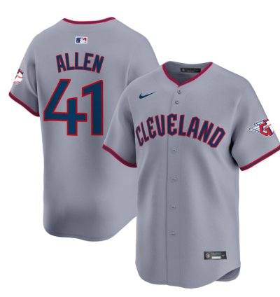 Logan Allen Jersey 41 Cleveland Guardians 2025 Vapor Premier Limited All Stitched Gray