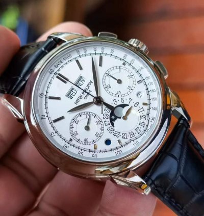 Patek Philippe Perpetual Calendar Chronograph White Gold White Dial Watch 41mm Grand Complications Chronograph
