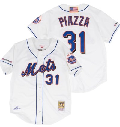 New York Mets Mike Piazza White 2001 Throwback Jersey