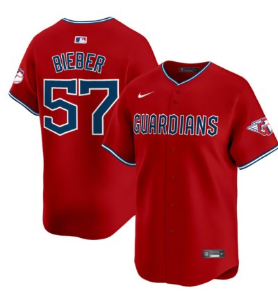 Shane Bieber Jersey 57 Cleveland Guardians 2025 Vapor Premier Limited All Stitched Red
