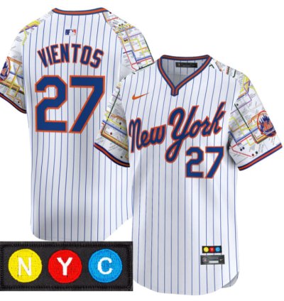 Mark Vientos Jersey 27 New York Mets Subway Style Vapor Premier Limited Stitched Pinstripe