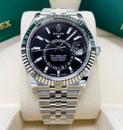 Rolex Sky-dweller New Complete 336934 Sky-dweller Black Dial Stainless Steel 42mm Jubilee Bracelet