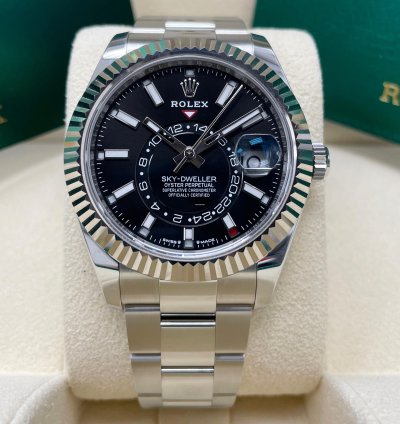 Rolex Sky-dweller New Complete 336934 Sky-dweller Black Dial Stainless Steel 42mm Oyster Bracelet