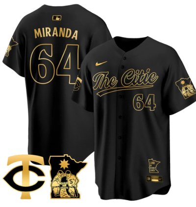 Jose Miranda Jersey 64 Minnesota Twins 2025 City Connect Concept Stitched Black Gold