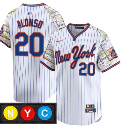 Pete Alonso Jersey 20 New York Mets Subway Style Vapor Premier Limited Stitched Pinstripe