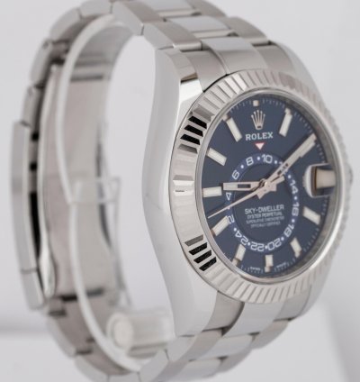 Rolex Sky-dweller New Papers Rolex Sky-dweller Blue 18k Fluted 42mm Steel Watch Oyster 326934 Box