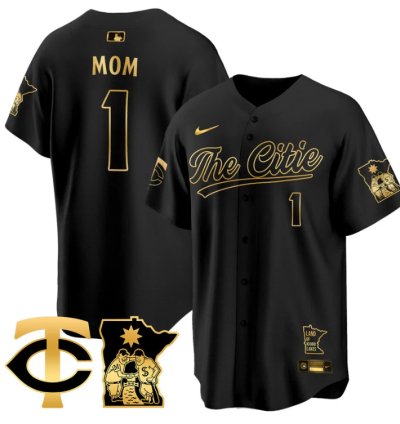 Mom Jersey 1 Minnesota Twins 2025 City Connect Concept Stitched Black Gold
