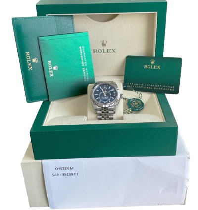 Rolex Sky-dweller New Papers Rolex Sky-dweller Blue Steel Gold 42mm Jubilee Watch 326934 Box