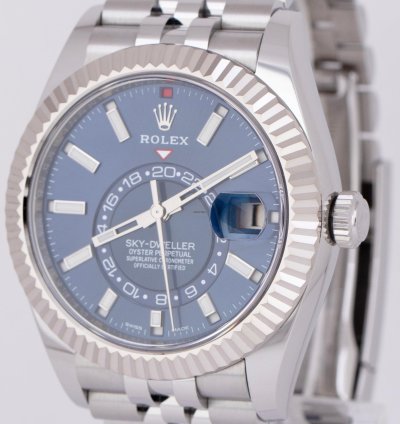 Rolex Sky-dweller New Papers Rolex Sky-dweller Blue Steel Gold 42mm Jubilee Watch 326934 Box