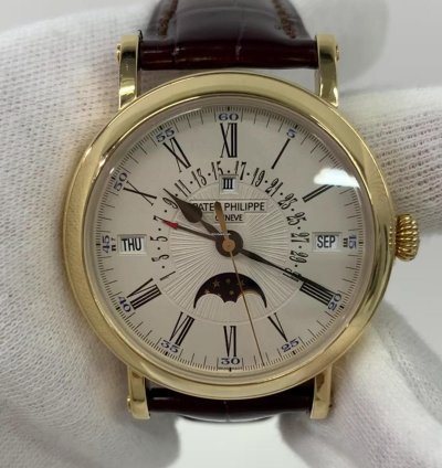 Patek Philippe Perpetual Calendar Grand Complications 38mm Yg - White Dial - Strap 5159j-001