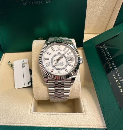 Rolex Sky-dweller New Reference 2024 White Dial Jubilee Bracelet Stainless Steel Fluted Bezel 42