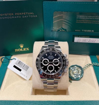 Rolex Daytona Steel 2021 Unworn With Stickers Black Dial Ceramic Bezel 116500ln
