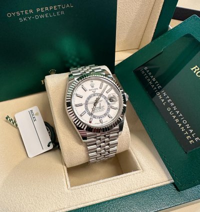 Rolex Sky-dweller New Reference 2024 White Dial Jubilee Bracelet Stainless Steel Fluted Bezel 42