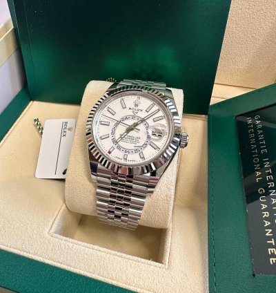 Rolex Sky-dweller New Reference 2024 White Dial Jubilee Bracelet Stainless Steel Fluted Bezel 42