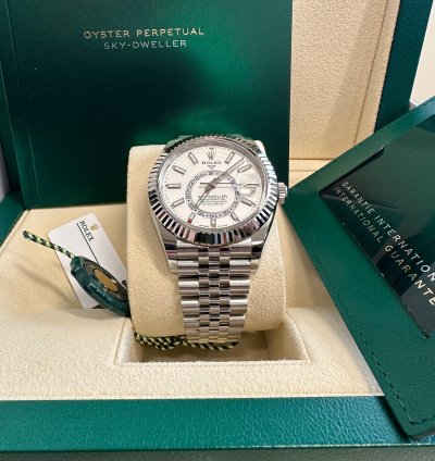 Rolex Sky-dweller New Reference 2024 White Dial Jubilee Bracelet Stainless Steel Fluted Bezel 42