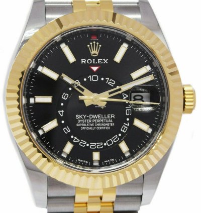 Rolex Sky-dweller New Rolex Sky-dweller Black Dial 18k Yg Steel Jubilee 42mm Watch 23 326933