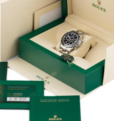 Rolex Daytona Steel Black Dial Ref 126500ln Full Set Unworn