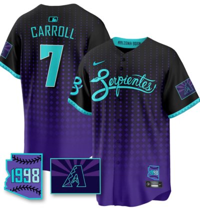 Corbin Carroll Jersey 7 Arizona Diamondbacks Serpientes City Connect Stitched Black Purple