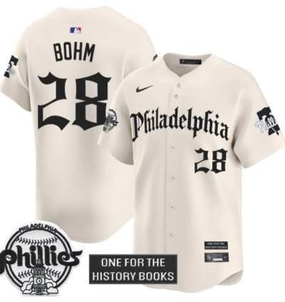Alec Bohm Jersey 28 Phillies Retro Newspaper Edition Vapor Premier Limited Stitched Cream