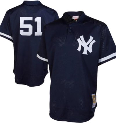 New York Yankees Bernie Williams Navy Throwback Mesh Pullover Jersey