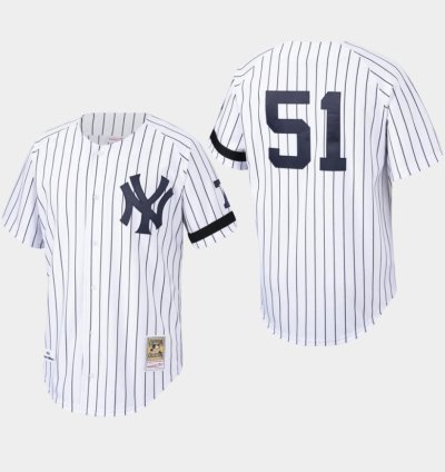 New York Yankees Bernie Williams White Throwback Jersey