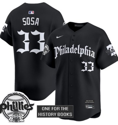 Edmundo Sosa Jersey 33 Phillies Retro Newspaper Edition Vapor Premier Limited Stitched Black