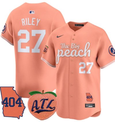 Austin Riley Jersey 27 Atlanta Braves 404 The Big Peach Premier Limited Stitched Peach