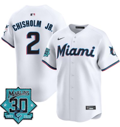 Jazz Chisholm Jr Jersey 2 Miami Marlins 30 Seasons Anniversary Patch Limited Stitched White