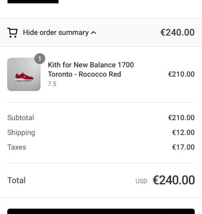 Kith For New Balance 1700 Toronto Size 7 5