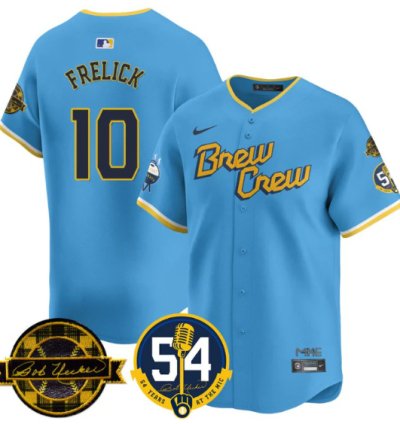Sal Frelick Jersey 10 Milwaukee Brewers 2025 Bob Uecker City Connect