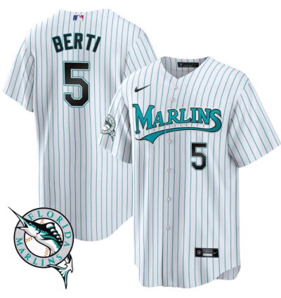 Jon Berti Jersey 5 Miami Marlins Throwback Cool Base All Stitched